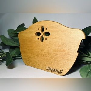 Longaberger Bread Cracker Basket Wood Pie Shaped Divider with Flower